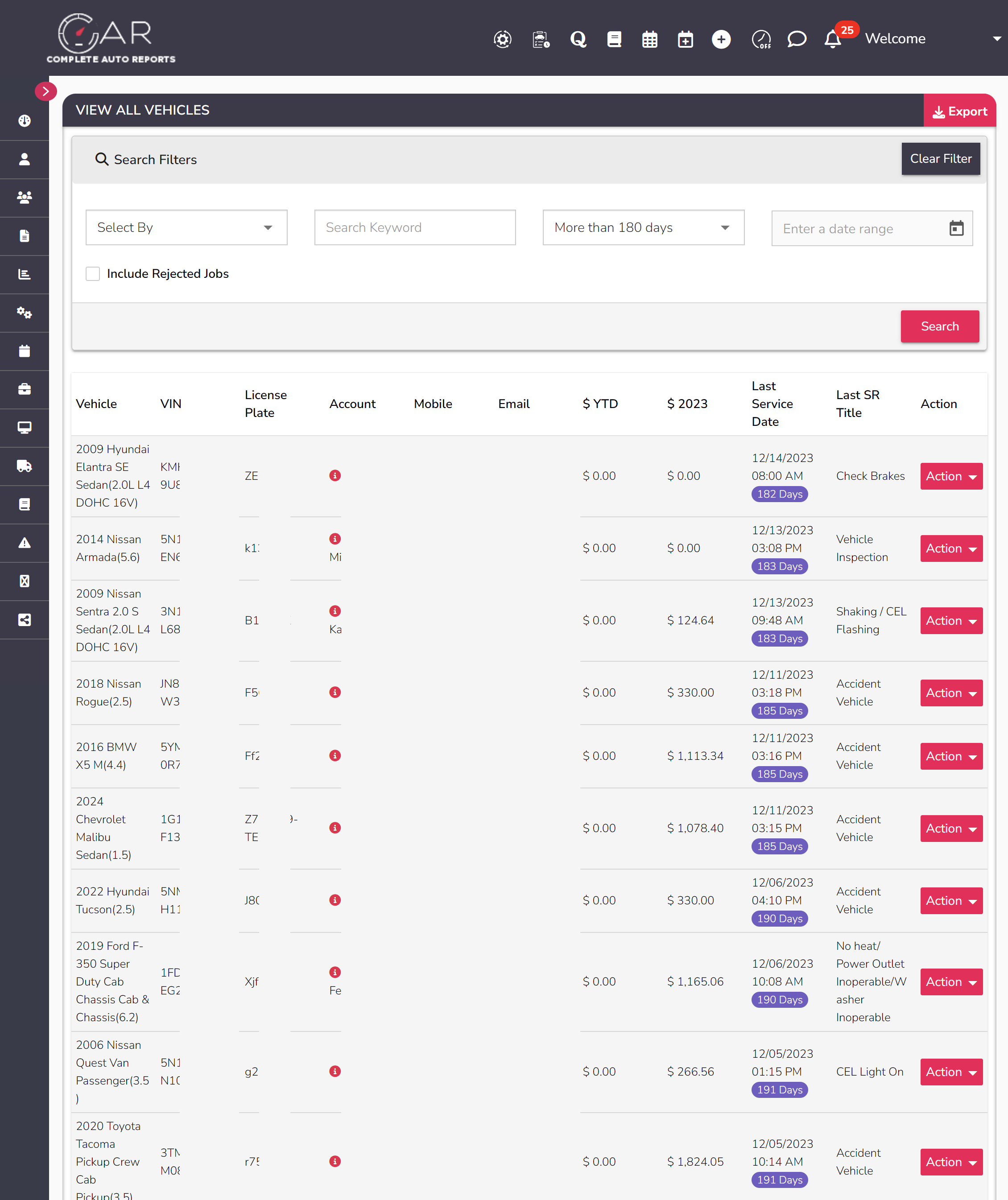 screenshot of Complete Auto Reports (CAR)